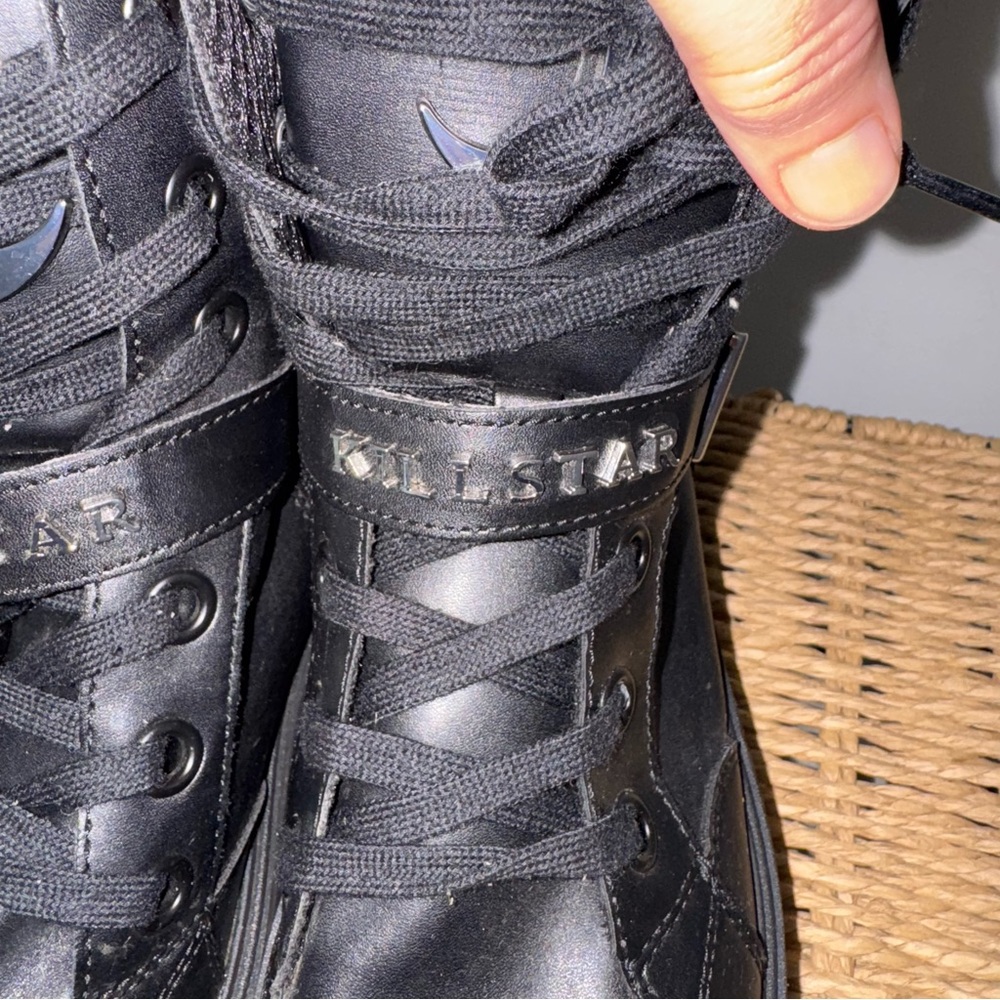 Killstar Luna Black Platform Boots 8 Vegan Leather Rare Punk Goth - Picture 6 of 14